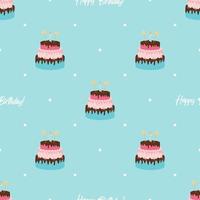 niedlicher nahtloser Musterhintergrund des Geburtstags mit Kuchen, Kerzen. Gestaltungselement für Partyeinladung, Glückwunsch. Vektorillustration eps10 vektor