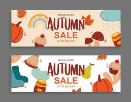 Herbst Verkauf Banner Vorlage Hintergrund. Herbst Einkaufen Verkauf mit Element und Text. vektor