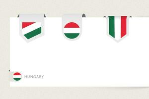 Etikette Flagge Sammlung von Ungarn im anders Form. Band Flagge Vorlage von Ungarn vektor