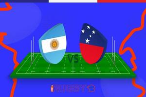 rugby team argentina mot samoa på rugby fält. rugby stadion på abstrakt bakgrund för internationell mästerskap. vektor
