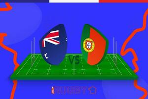 Rugby Mannschaft Australien vs. Portugal auf Rugby Feld. Rugby Stadion auf abstrakt Hintergrund zum International Meisterschaft. vektor