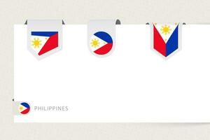 Etikette Flagge Sammlung von Philippinen im anders Form. Band Flagge Vorlage von Philippinen vektor
