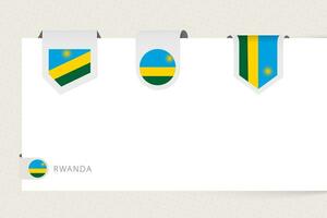 Etikette Flagge Sammlung von Ruanda im anders Form. Band Flagge Vorlage von Ruanda vektor