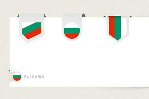 Etikette Flagge Sammlung von Bulgarien im anders Form. Band Flagge Vorlage von Bulgarien vektor