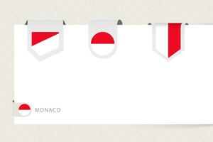 Etikette Flagge Sammlung von Monaco im anders Form. Band Flagge Vorlage von Monaco vektor
