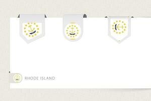 Etikette Flagge Sammlung von uns Zustand Rhode Insel im anders Form. Band Flagge Vorlage von Rhode Insel vektor