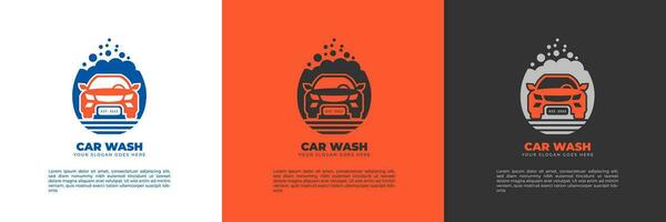 Auto waschen Geschäft Konzept Logo Vektor Vorlage. Automobil Reinigung Bedienung Logo 3 Farbe Palette