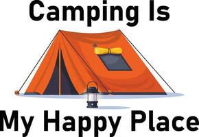 camping är min Lycklig plats t-shirt design vektor