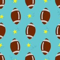 Vektor nahtlos Muster mit Rugby Bälle und Sterne im Karikatur Stil. amerikanisch Fußball Muster
