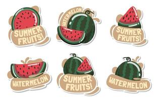 Sommerfrüchte Wassermelonen-Aufkleber-Kollektionen vektor