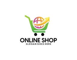 online Geschäft Logo Designs Vorlage. Illustration Vektor Grafik von Einkaufen Wagen und Geschäft Tasche Kombination Logo Design Konzept. perfekt zum E-Commerce, Verkauf, Rabatt oder Geschäft Netz Element. Unternehmen Emblem