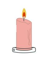 duftend Rosa Wachs Kerze im ein Kerze Halter. Zuhause Aromatherapie, Zuhause Dekoration. Vektor isoliert Illustration
