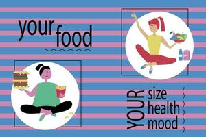 Ihre Essen ist Ihre Größe, Gesundheit und Stimmung vektor