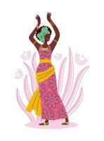 afrikansk kvinna i traditionell färgrik kläder. vektor platt illustration
