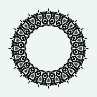 runda dekorativ ram, svart och vit ram, arabiska, andalusiska, orientalisk, arabesk stilar. vektor
