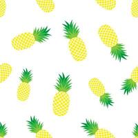 gul ananas sömlös mönster. sommar tropisk mönster på en vit bakgrund. vektor illustration.