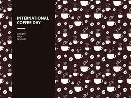 internationell kaffe dag sömlös mönster cappuccino rostad oktober arabica arom Kafé koffein konst vektor