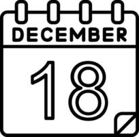 18 december linje ikon vektor