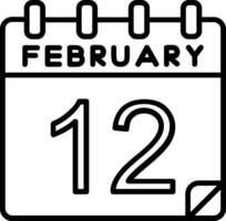 12 Februar Linie Symbol vektor