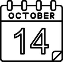 14 Oktober Linie Symbol vektor