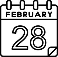 28 februari linje ikon vektor