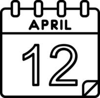 12 april linje ikon vektor