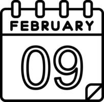 9 Februar Linie Symbol vektor