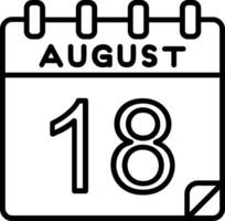 18 augusti linje ikon vektor