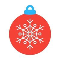 Weihnachtsbaumkugel mit Schneeflocke-Symbol-Zeichen-flaches Design-Vektor-Illustration. Christbaumkugel Dekoration auf weißem Hintergrund. Symbol des neuen Jahres, Weihnachtsfeier. vektor