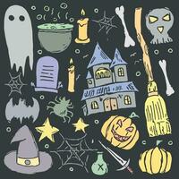 Halloween Symbole. Gekritzel Halloween Hintergrund vektor