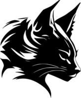 wilde Katze - - schwarz und Weiß isoliert Symbol - - Vektor Illustration