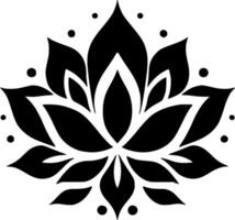 lotus blomma - svart och vit isolerat ikon - vektor illustration
