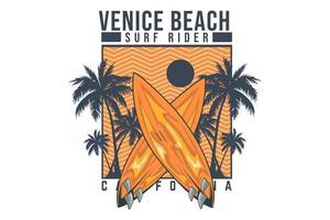 Venice Beach Surf Ride Kalifornien Silhouette Design vektor