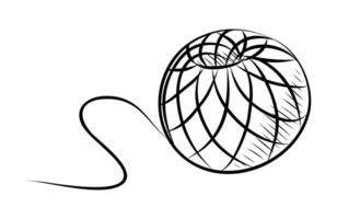 svart vektor isolerat på en vit bakgrund klotter illustration av en boll av jute rep