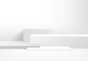 Zylinder abstrakte minimale Szene mit geometrischer Plattform. Sommerhintergrundvektor 3d Rendering mit Podium. stehen, um kosmetische Produkte zu zeigen. Bühnenvitrine auf Sockel modernes weißes 3D-Studio vektor