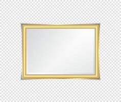 guld glänsande glödande ram med skuggor isolerad på transparent bakgrund. guld lyx vintage stil realistisk gräns, foto, banner. illustration - vektor