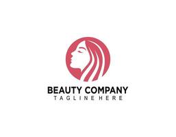 skönhet salong logotyp design med kvinna ansikte i negativ lång hår kvinna logotyp, lämplig för skönhet salong, spa, massage, kosmetisk och skönhet begrepp vektor illustration