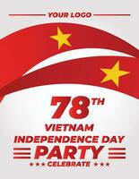 hälsning text av Lycklig vietnam oberoende dag flygblad mall vektor