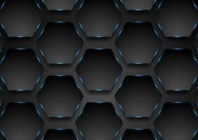svart och lysande blå hexagonal mönster bakgrund vektor