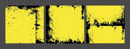 realistisch Gelb und schwarz Textur Overlay Hintergrund, getragen Papier Wirkung. Textur Briefmarken, Grunge, körnig, Jahrgang, getragen. Poster alt Papier zum zurück tropfen. Vektor Illustration.