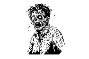 zombie bläck skiss. gående död- hand teckning vektor illustration.