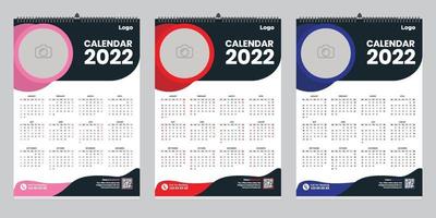 gratis enkel sida väggkalender 2022 mall designidé vektor