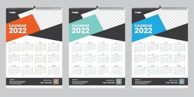 Kostenlose einseitige Wandkalender 2022 Vorlage Designidee vektor