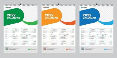 Kostenlose einseitige Wandkalender 2022 Vorlage Designidee vektor