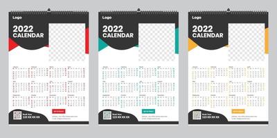 Kostenlose einseitige Wandkalender 2022 Vorlage Designidee vektor