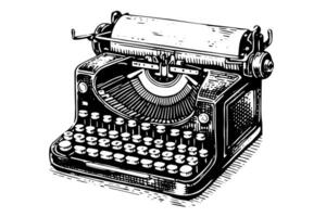 Vektor Hand gezeichnet Illustration von retro Schreibmaschine im Jahrgang graviert Stil
