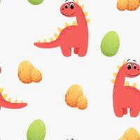 süß und minimalistisch nahtlos Muster von Dinosaurier und Eier auf ein Weiß Hintergrund vektor