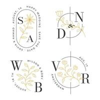 Hochzeit Initiale Dekoration Blumen- Logo Konzept vektor
