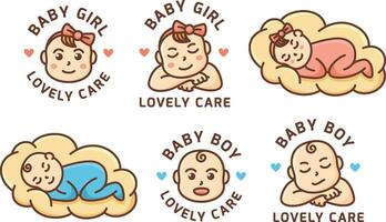 Baby Junge und Mädchen süß Logo vektor