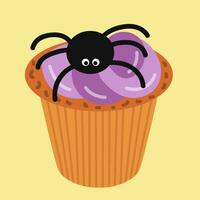 glücklich Halloween Spinne Cupcake Vektor Illustration